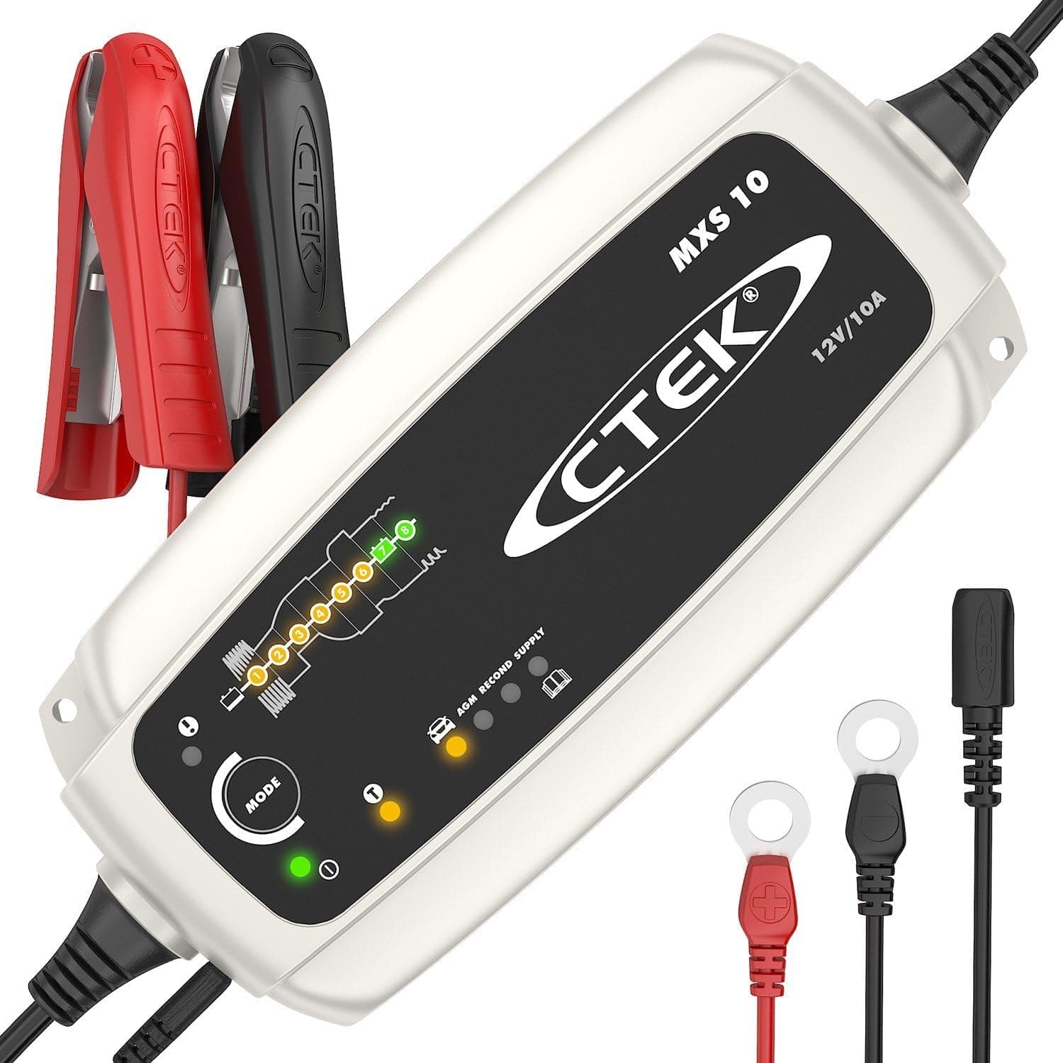 CTEK MXS 10, Battery Charger 12V For Larger Vehicle Batteries, Boat, Truck, RV And Caravan Charger, Battery Desulfator With Supply Mode, Reconditioning Mode, Winter Program And Dedicated AGM Mode