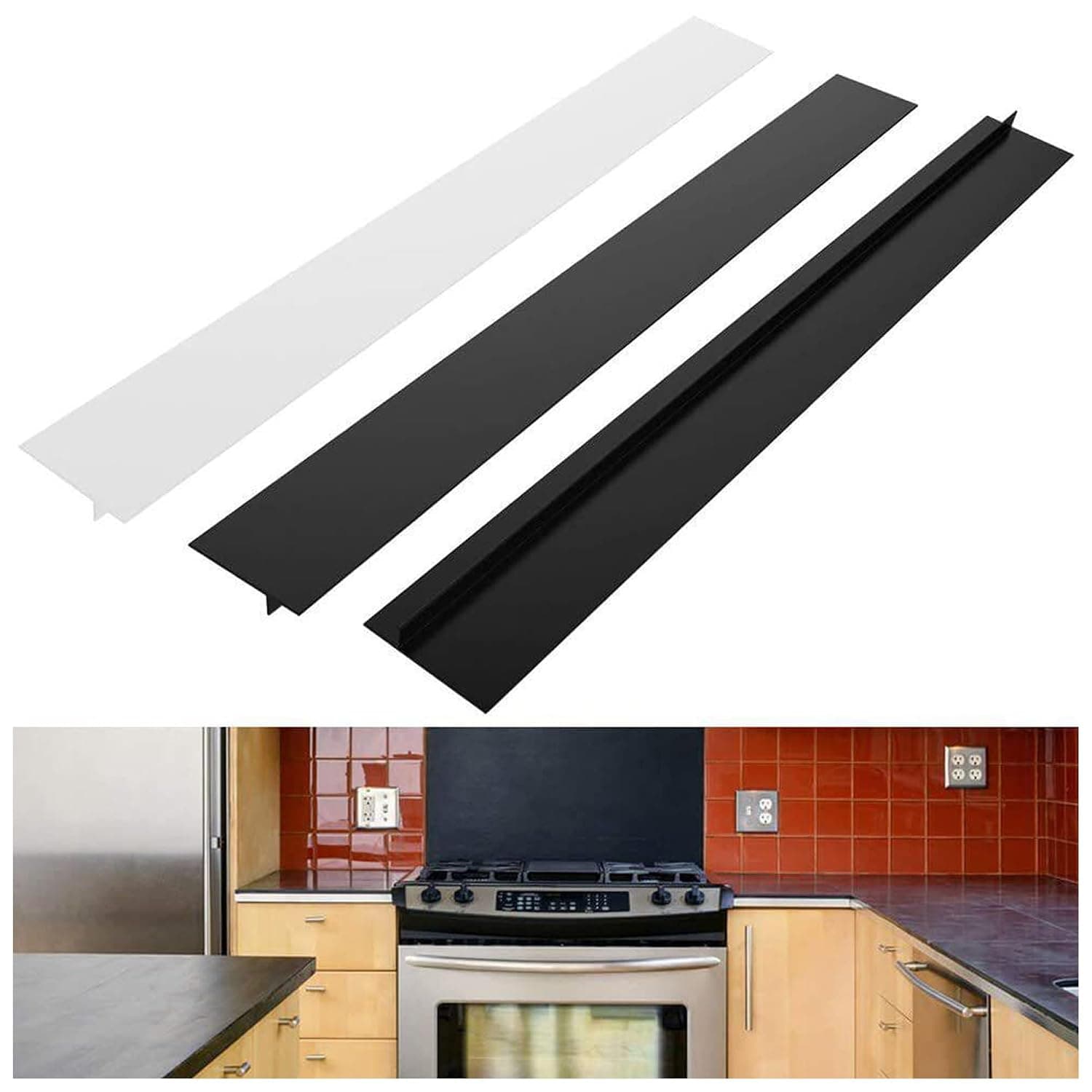 Stove Gap Covers - Heat Resistant Oven Gap Filler Seals Gaps Between Stovetop and Counter, 2 PCS