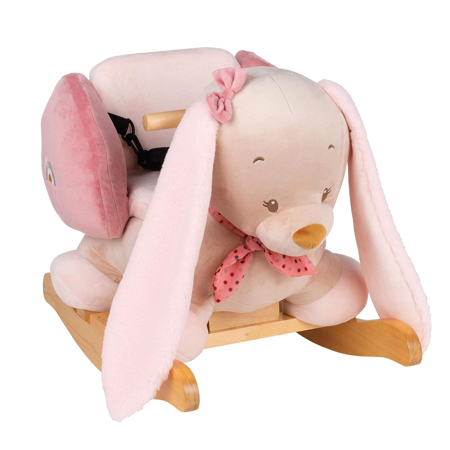 Nattou Baby Rocking Animal, Fully Padded Plush Rocker, Safety Harness Included, 100 Percent Super Soft Polyester, 10-36 Months, Pauline the Bunny