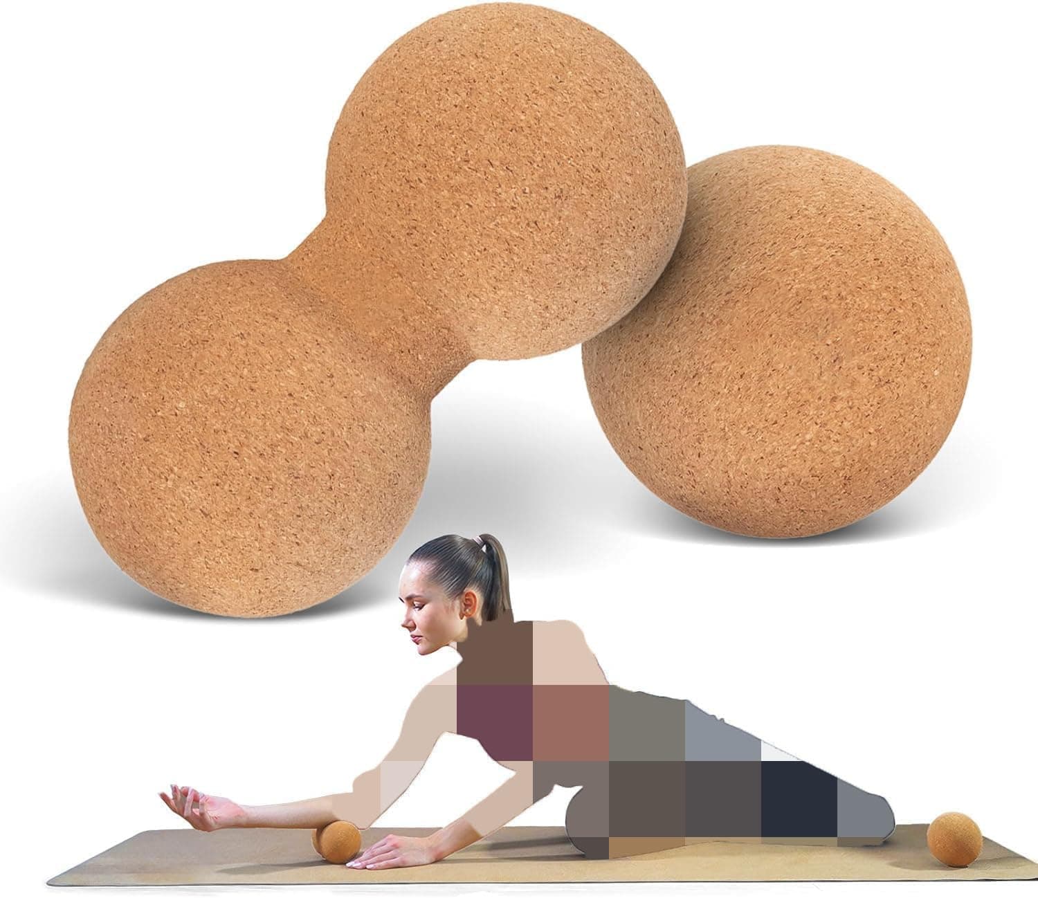 YelaJoy 2 PCS Massage Balls, Yoga Peanut Massager for Deep Tissue Relief, Myofascial Release Roller, Trigger Point Therapy Tool, Body Muscle Tension Recovery Set, Brown