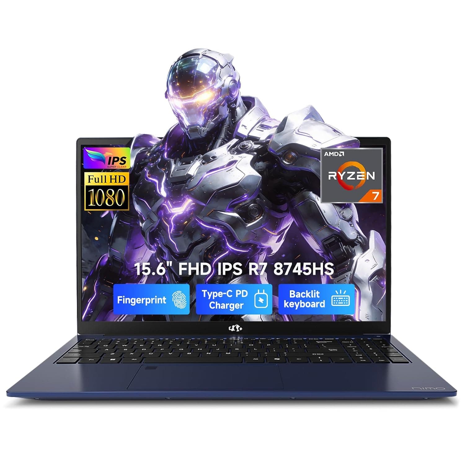 NIMO 15.6" IPS FHD Gaming Laptop, Ryzen 7 8745HS 16GB DDR5 RAM 1TB SSD (8C/16T, up to 4.9GHz) Radeon 780M Graphics Business Computer with 100W Type-C Backlit Keyboard, Fingerprint USB-C 4.0