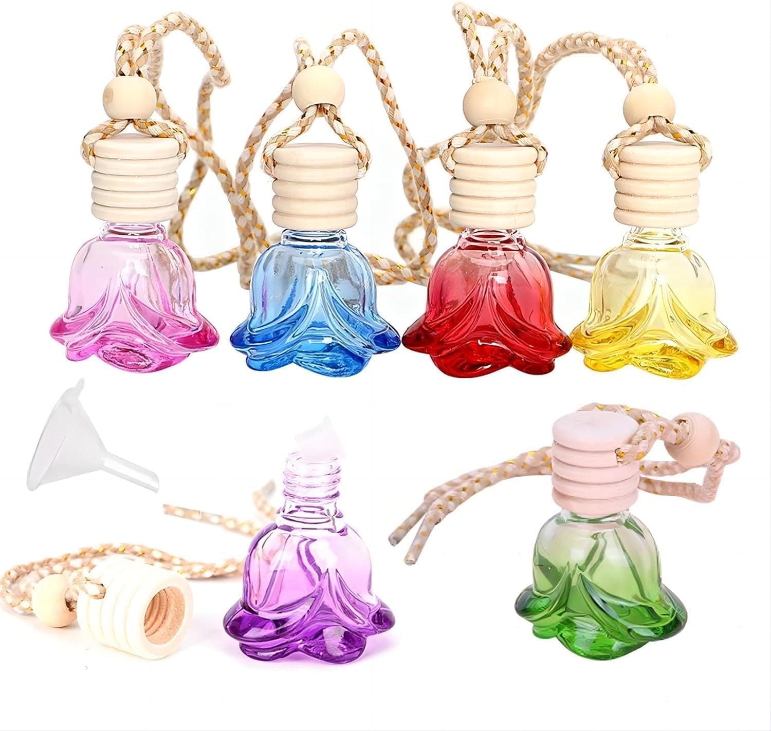 YelaJoy 6 Packs Car Hanging Diffuser, Hanging Car Air Freshener Diffusers, Empty Glass Perfume Bottles Air Freshener Diffuser for Essential Oils Fragrance Aromatherapy Bottle Ornament Decor, 6ml