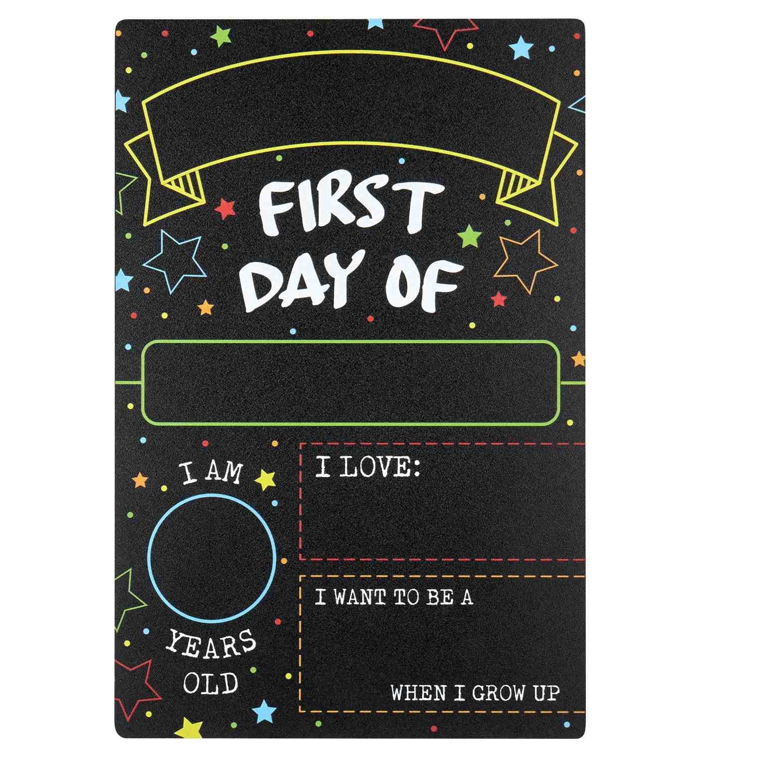 GSM Brands First Day Last Day of School Chalkboard Double Sided Sign - 12" x 7.9" | For use with Chalk