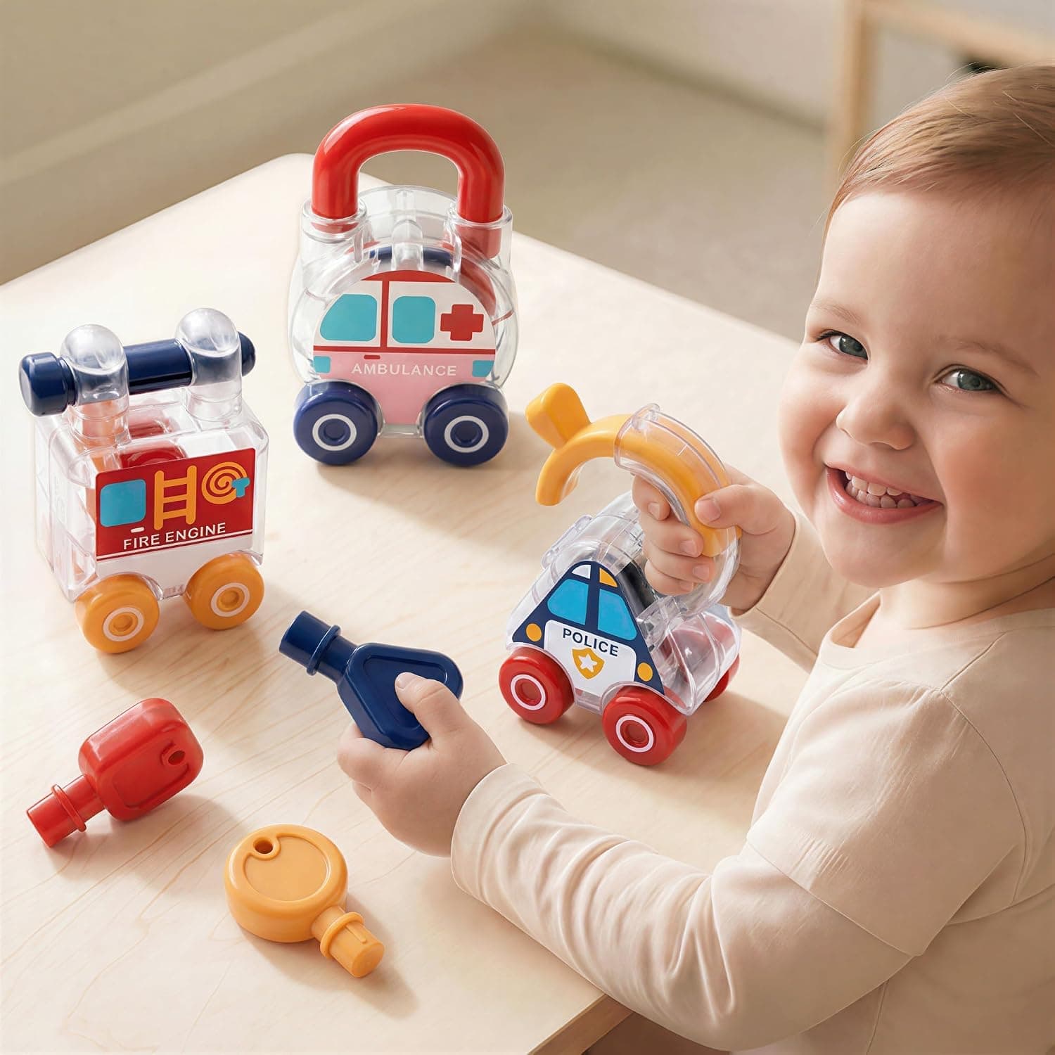 3 Sets Toddler Key Lock Montessori Toy, Baby Lock and Key Toy, Infant Active Color Shape Match Car with Keys Shape Matching Toys, Carseat Travel Birthday Gift 12 18 Month 1-3 Year Old Kid Boy Girl