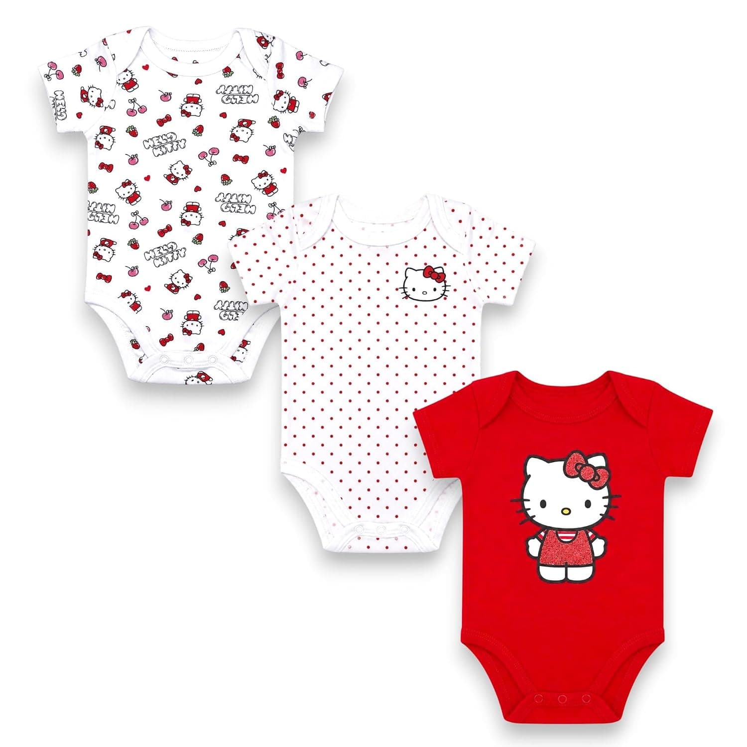 Hello Kitty Baby Girls’ 3-Pack Bodysuit – Infant Cotton Onesies Clothing Set