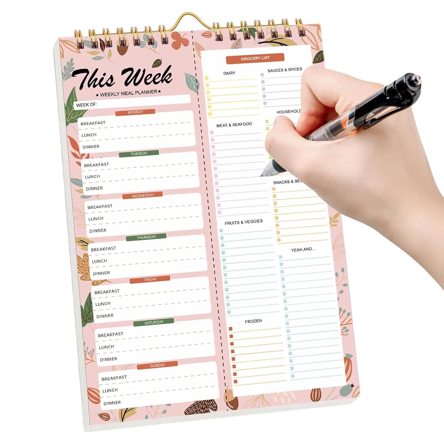 Meal Planner, 52 Sheets Weekly Schedule Notepad, Food Organizer for Kitchen, Grocery List, Healthy Eating Plan for Family, Home, Refrigerator, Dinner, 8x6 Inches