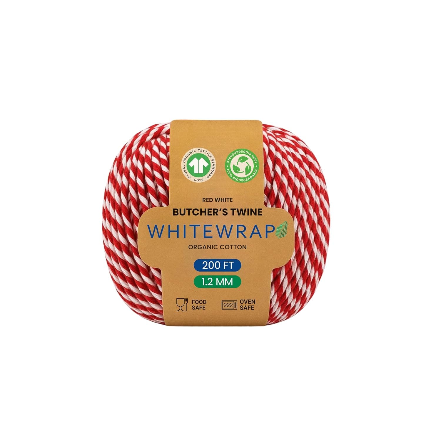 Red and White Twine, Christmas Twine String, 200 Feet Cotton Baker's Twine Cotton Cord Crafts Gift Twine String for Crafts, Gift Wrapping, Party, Baking and Holiday, Wired Heavy Natural Cotton