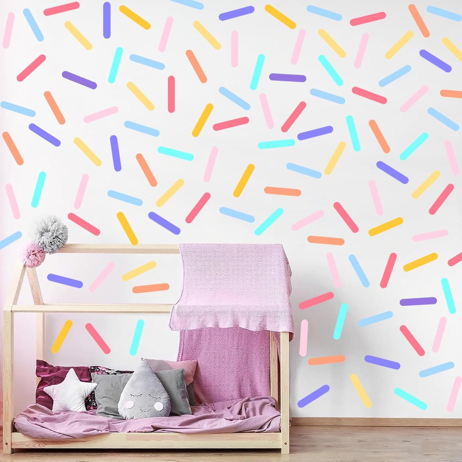 Confetti Wall Decals, 300-Piece Peel and Stick Sprinkle Wall Stickers for Kids Bedroom, Nursery Wall Decor, Playroom and Party Decorations, Colorful Removable Vinyl Stickers