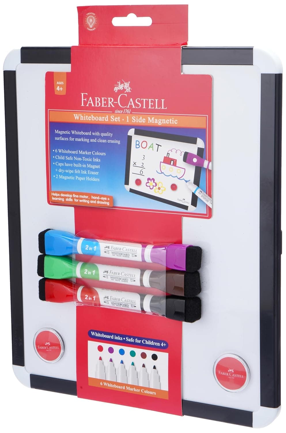 Faber-Castell Magnetic Whiteboard with 3 Twin Tip Markers
