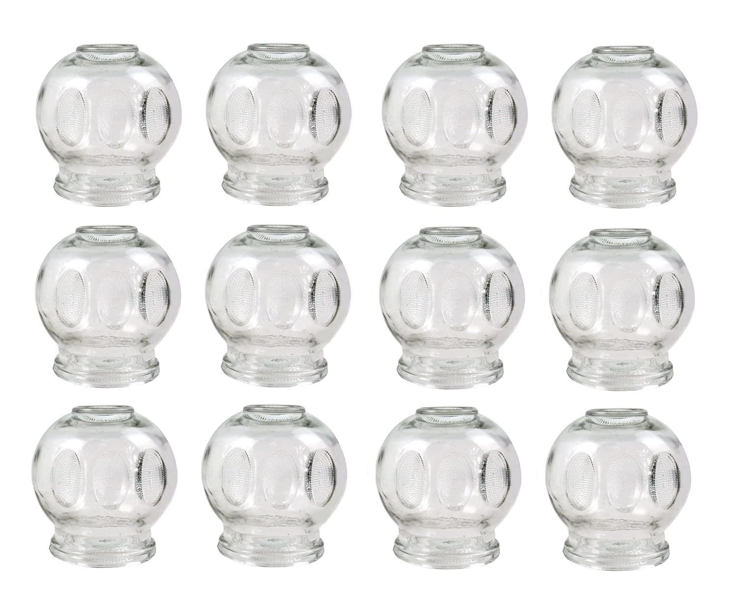 Glass Cupping Set (Fire Cupping) (12 Pieces/4.5 cm) Cupping Glasses, Vacuum Massage for Muscle Relaxation and Pain Relief, Therapy Detoxification Alternative Medicine, Glass Cupping Banki