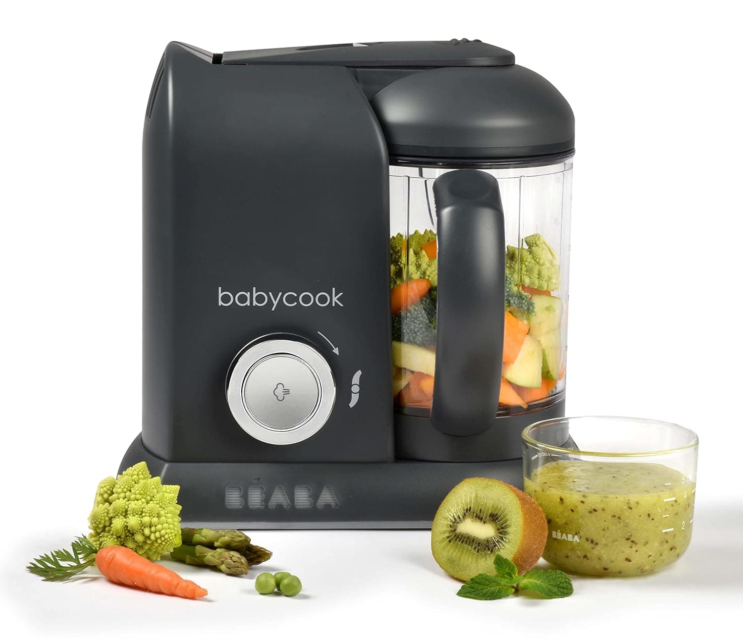 BEABA, Babycook Solo, 4 in 1 Baby Food Processor Mixer-Cooker, Steaming, Food Diversification, Small Baby Pots Home, Dark Grey