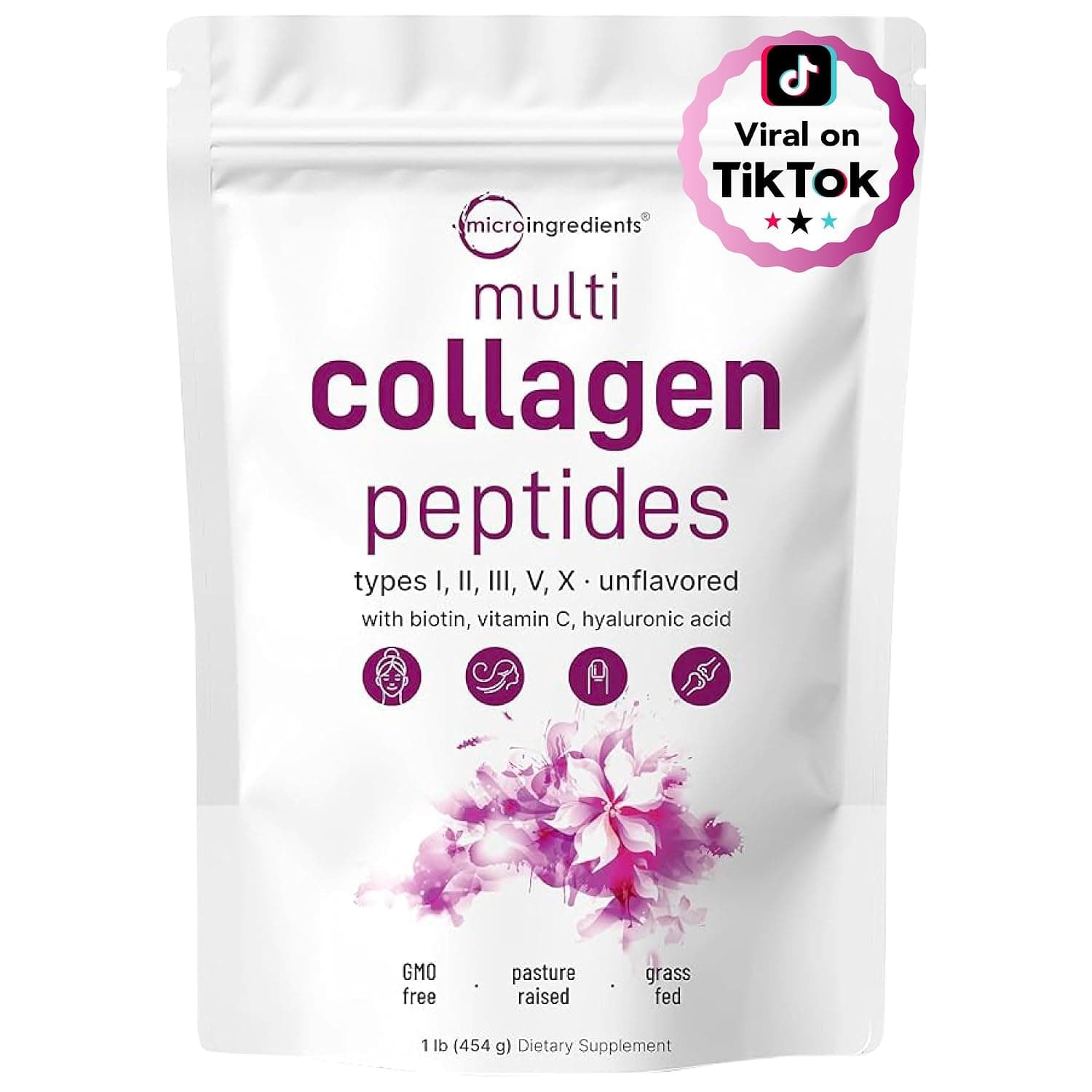 Multi Collagen Peptides Powder, 16 Oz - Hydrolyzed Protein Peptides | Type I,II,III,V,X with Hyaluronic Acid, Biotin & Vitamin C - Unflavored - Keto & Paleo Friendly, Ez Mix in Drinks | Hydrolyzed Type I, II, III, V, X with Biotin, Hyaluronic Acid & Vitamin C. Unflavored Collagen for Women & Men, Easy Dissolve
