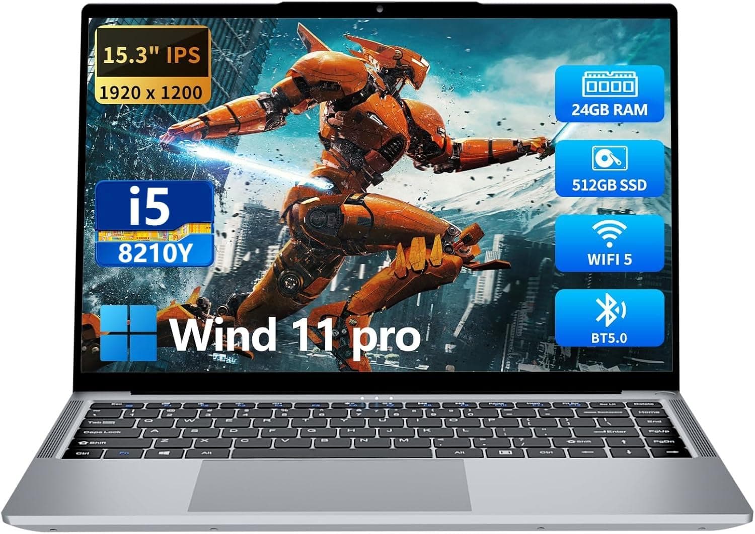 KUMNOSAL 2026 Gaming Laptop,15.3 Inch Laptop,FHD IPS 1200p Screen,Gaming Laptop i5-8210Y(Up to 3.6GHz) for 24GB RAM 512GB SSD,180 Angle Open WiFi 5 HDMI UHD Graphics Traditional Laptops