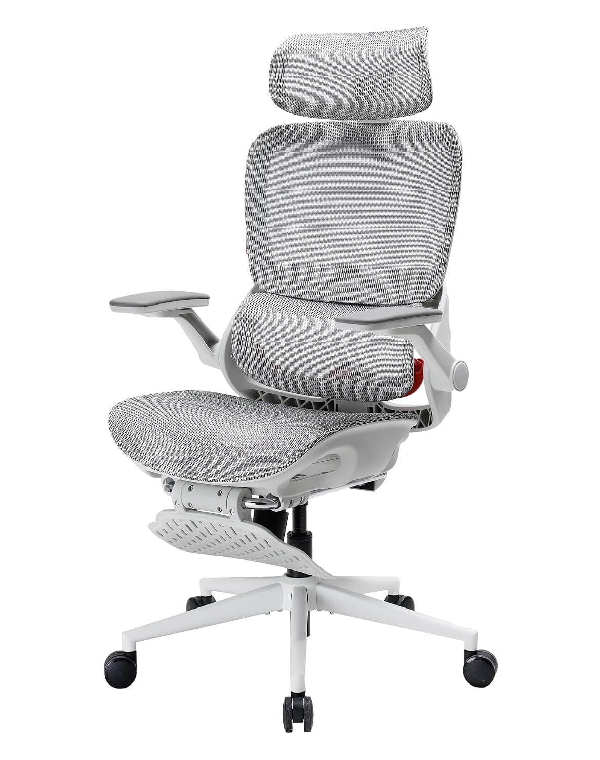 SIHOO B100 PRO Ergonomic Office Chair with Footrest, Mesh Office Chair with Adaptive Lumbar Support, Computer Chair with Wide Headrest, Desk Chair with 360° Rotatable Flip-Up Armrests, White