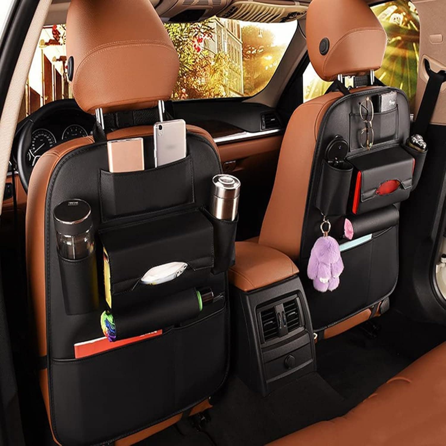 Jiadi Si PU Leather Premium Car Seat Back Organizer, Pack of 2