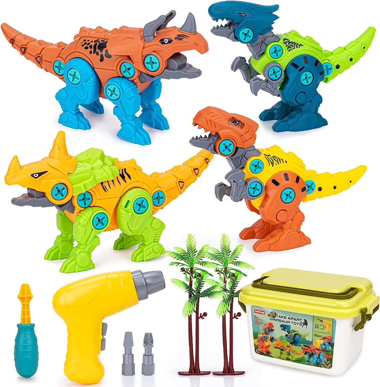 Dinosaur Toys, Take Apart Dinosaur Toys for Kids, Educational Construction Building Sets with Electric Drill Storage Box - Birthday Gifts for Toddlers Boys Girls Age 3 4 5 6 7 8 Year Old