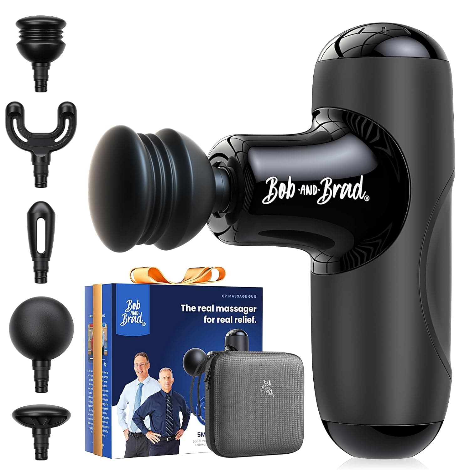 Bob and Brad Q2 Mini Massage Gun, Pocket Size Deep Tissue Percussion Massager, Ultra Small & Portable Quiet Massage Gun for Muscle Recovery and Pain Relief, Black