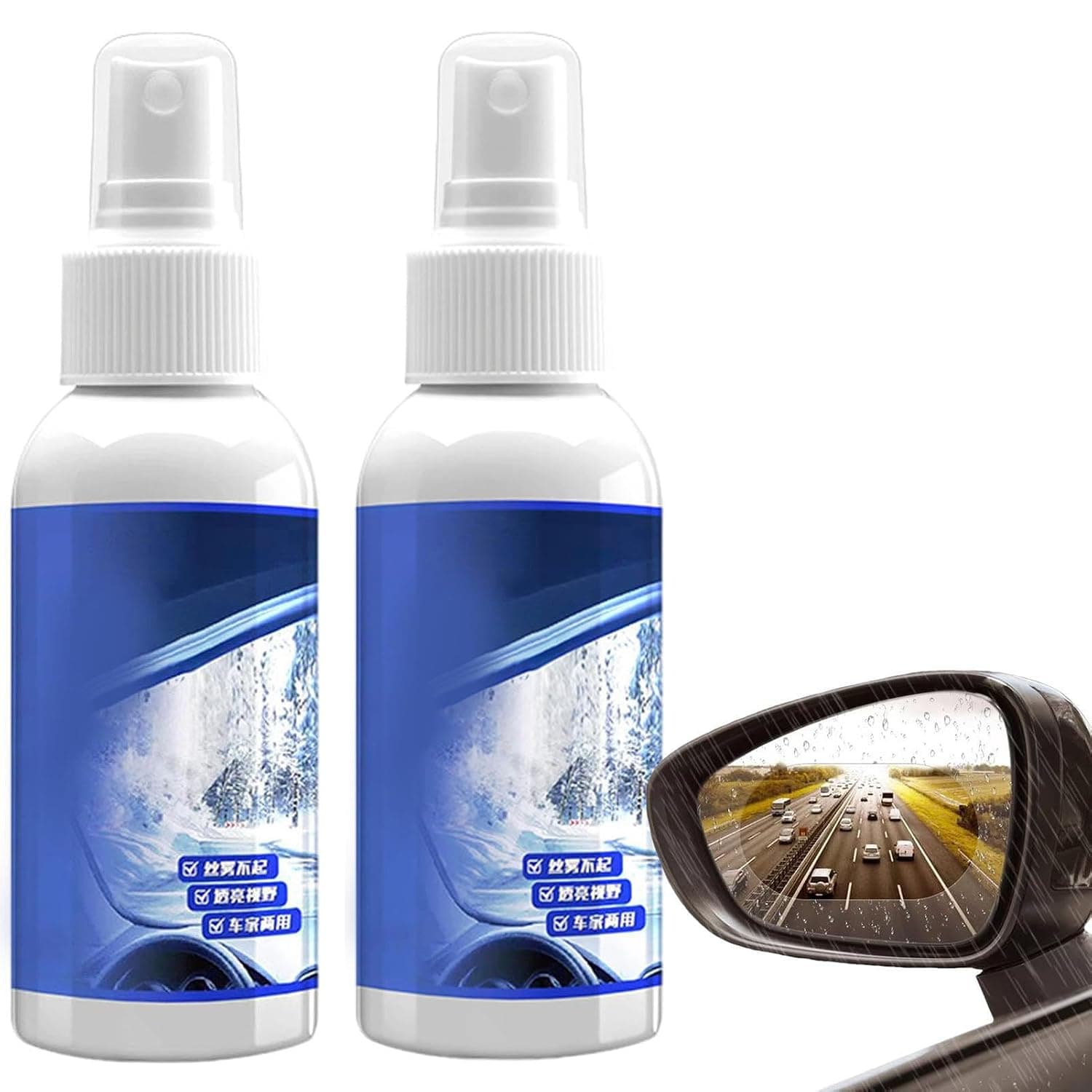 Anti-Fog Spray for Cars, Windshield Cleaner, 100ml Fog Removal for Glass, Windows, Goggles, and Mirrors, Streak-Free, Prevents Fogging, Portable Cleaner, Set of 2