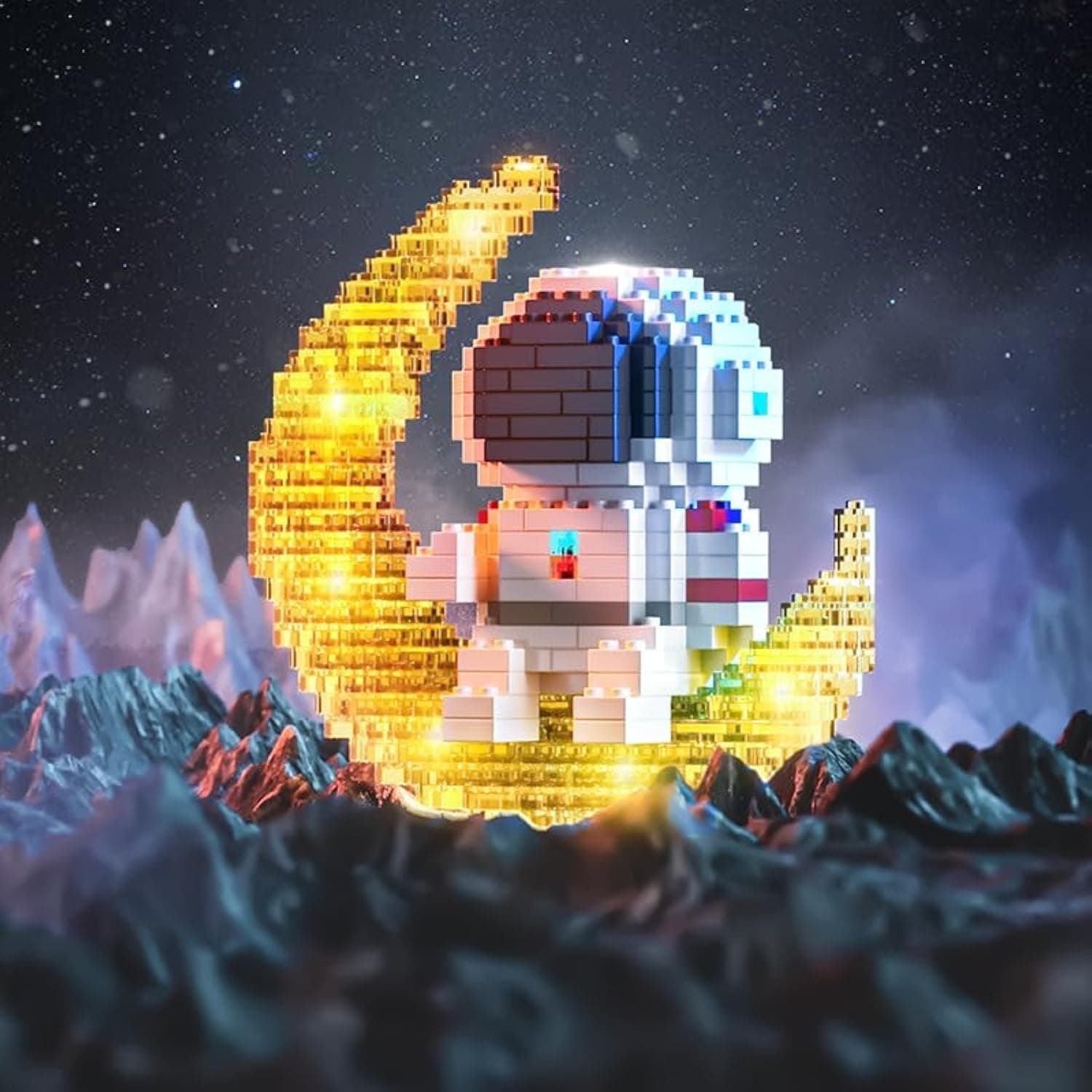 Joyzzz Mini Building Blocks, 368PCS Micro Blocks Set with LED Lighting Kit, Creative Space Astronaut Model Building Toy for Kids and Adults, STEM Educational Puzzle Assembly Kit