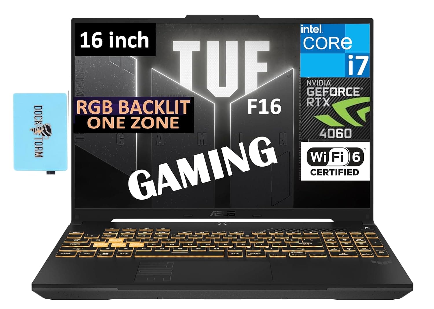 ASUS TUF Gaming F16 16.0" 165Hz WUXGA IPS-Level Gaming Laptop (Intel i7-13650HX, 16GB DDR5 RAM, 2TB SSD, GeForce RTX 4060 8GB, RGB Backlit KB, Thunderbolt 4, Wi-Fi 6, BT 5.2, Webcam, Win11H) w/Hub