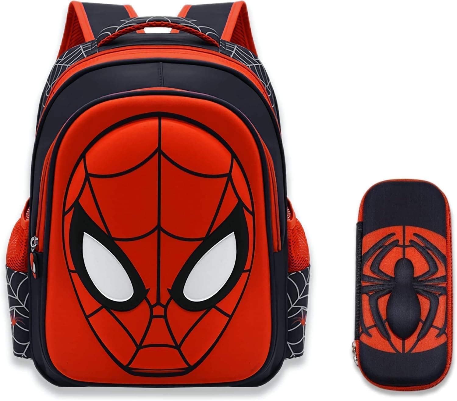School Backpack, Cartoon Spider Schoolbag with Pencil Case, 3D Waterproof, Large-Capacity Lightweight Waterproof Travel Bag for School Children Supplies Birthday, Halloween Gifts