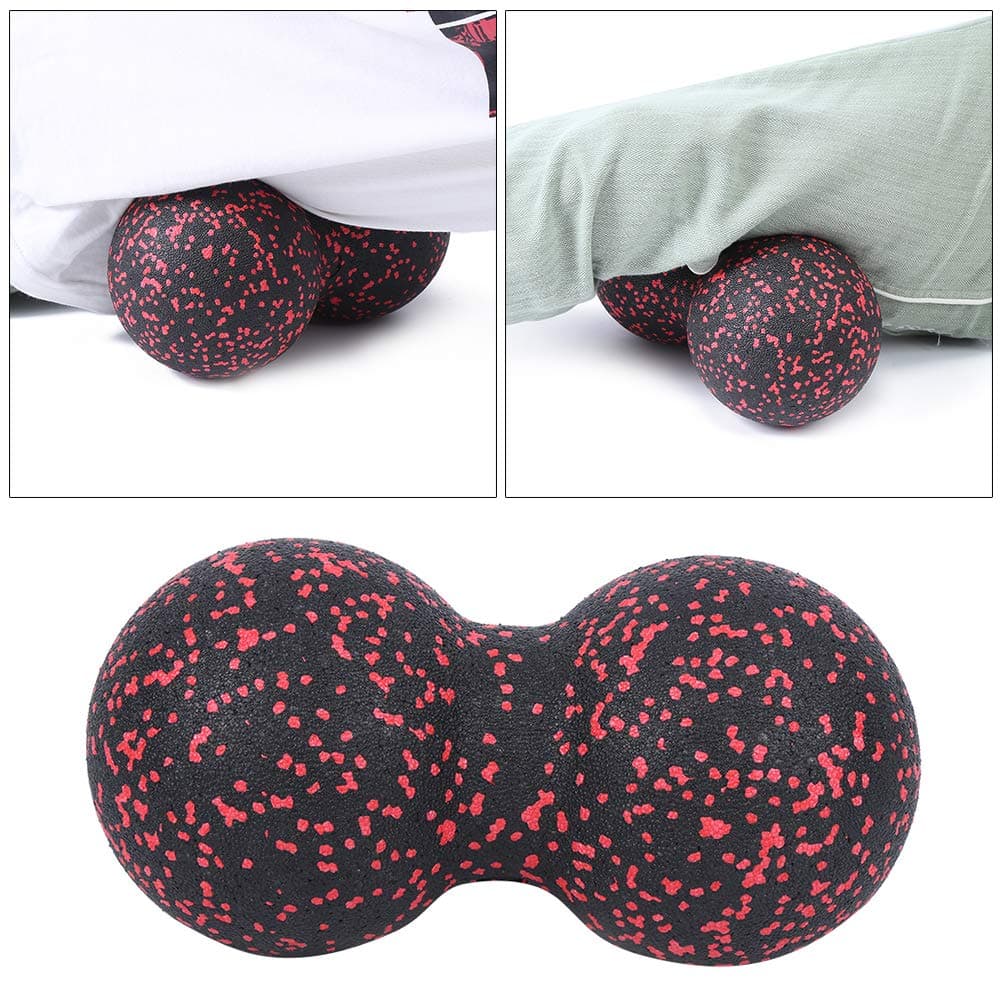 Pain-Relieving 24x12cm Massage Yoga Ball for Self-Massage on Neck, Arms, and Back, Suitable for Muscle Recovery and Relaxation, Black (Red and Black)
