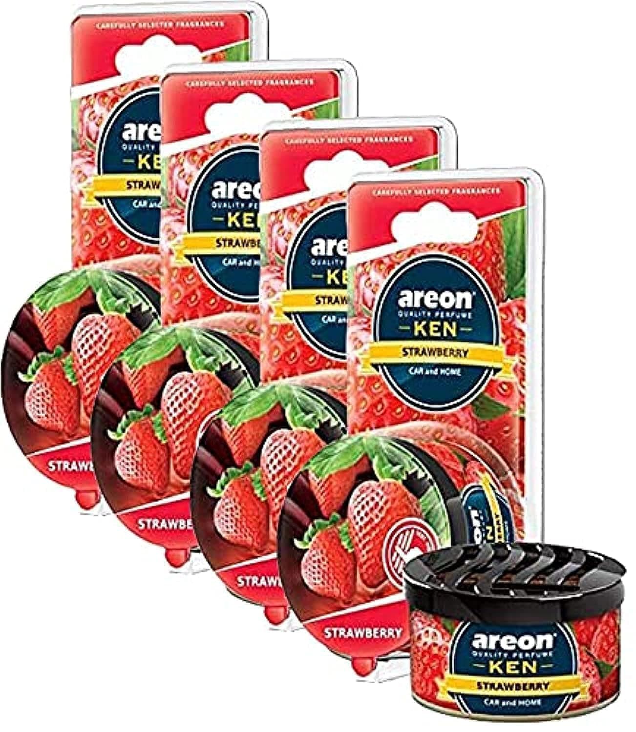 Areon Ken Blister - Car Air Freshener, Provides A Long-Lasting Scent For Auto, Home And Office - Odor Eliminator Neutralizer Strawberry