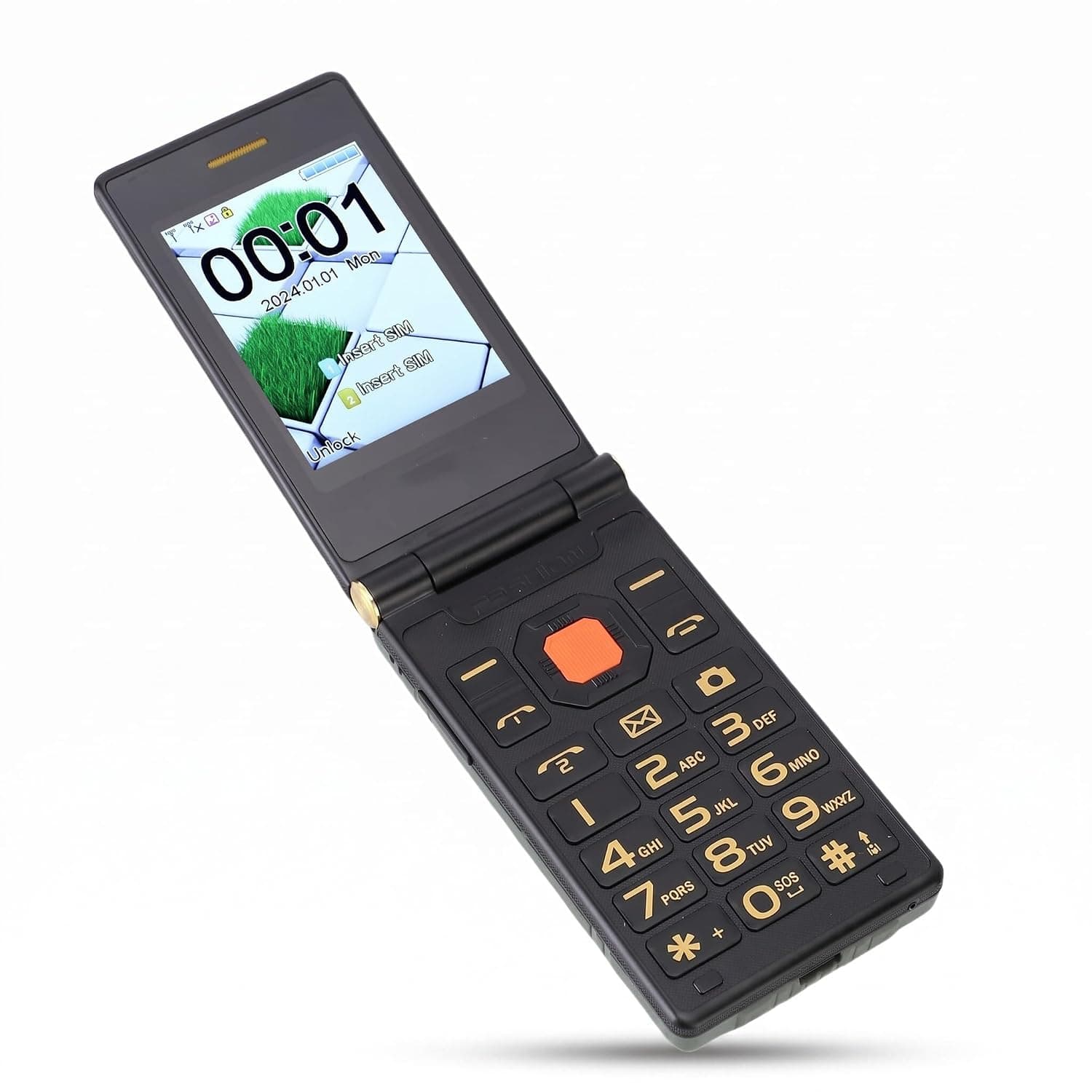 Bewinner Dual Screen Flip Phone with Camera, Large Fonts, Voice Broadcast System, Family Numbers, 4800mAh Battery, GSM 850/900/1800/1900 MHZ, Dual SIM Dual Standby, Support Up to 64GB, (Green)