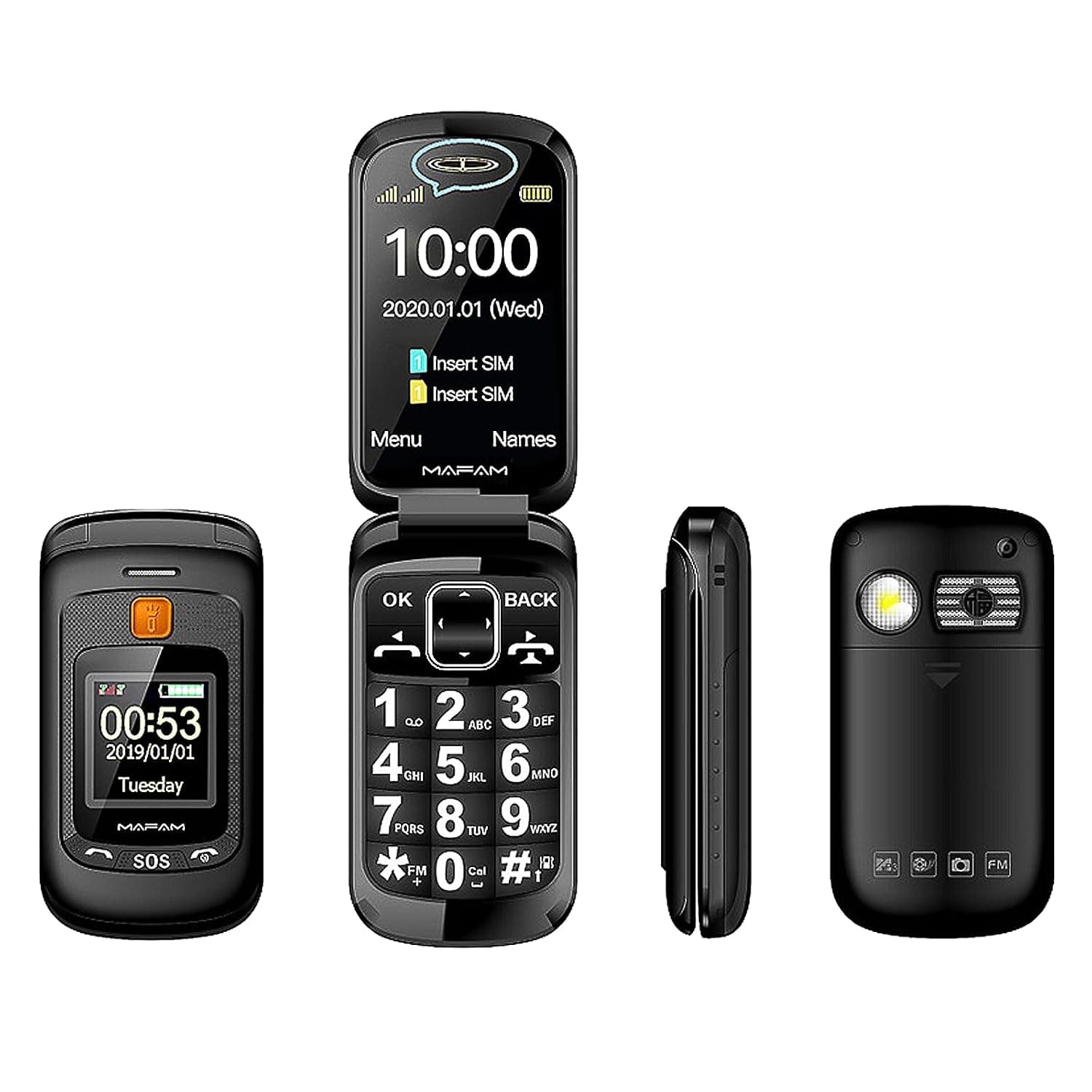 Basic Cell Phone for the Elderly, Unlocked 2G Mobile Phone with Big Buttons, Backup Dumb Phone with GSM Standard, Supports Dual SIM + SD Card,No Internet,Black