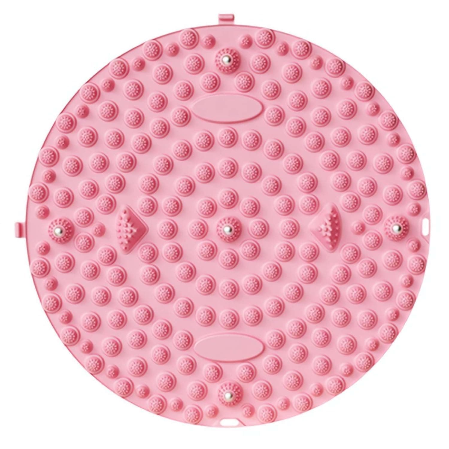 Foot Massager Stone Mat, Reflexology Mat with Magnetic Therapy Acupressure Disc, Relaxation Massage Feet Massage Pad, Pressure Point Pad for Foot Pain Relief (Pink 55cm/21.7in)