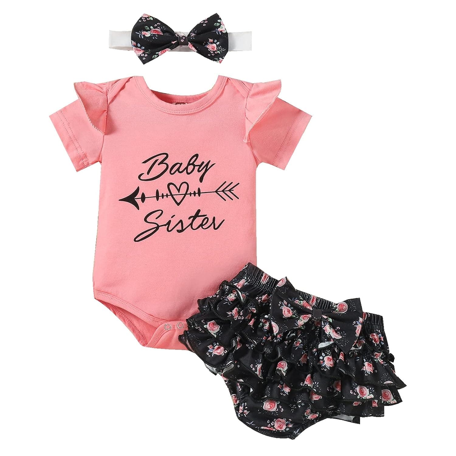 Baby Girl Clothes Newborn Infant Summer Outfit Cute Ruffle Romper Short Set Summer Outfits Set 0-18 Months
