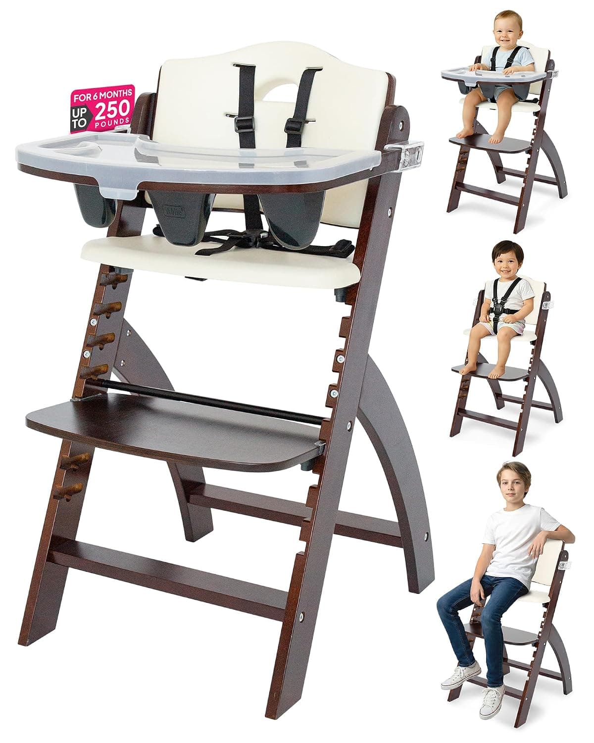 Abiie Beyond Junior Convertible Wooden High Chair with Removable Tray