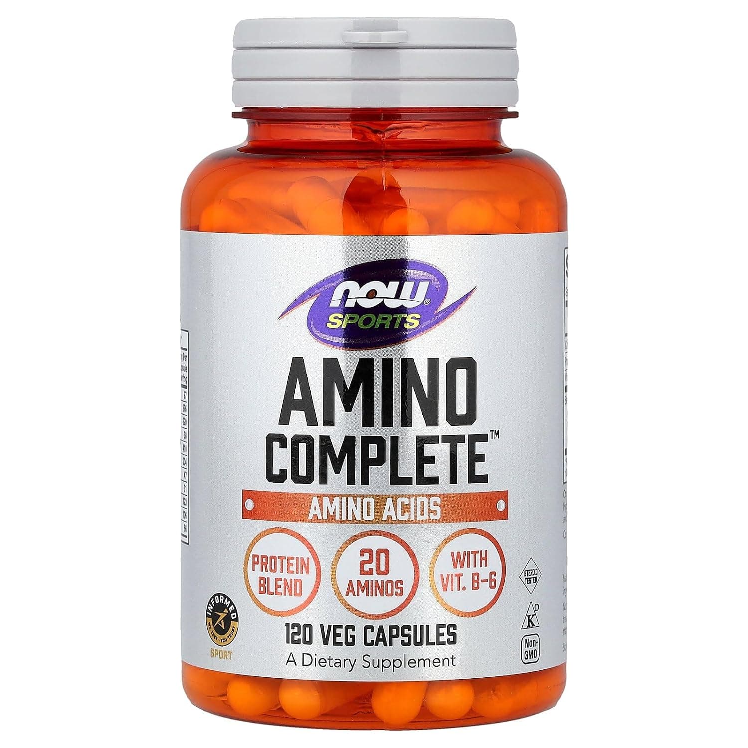 Now Sports Amino Complate 120 Capsules (Protein Blend + 20 Amino Essentials + Vitamin B-6)