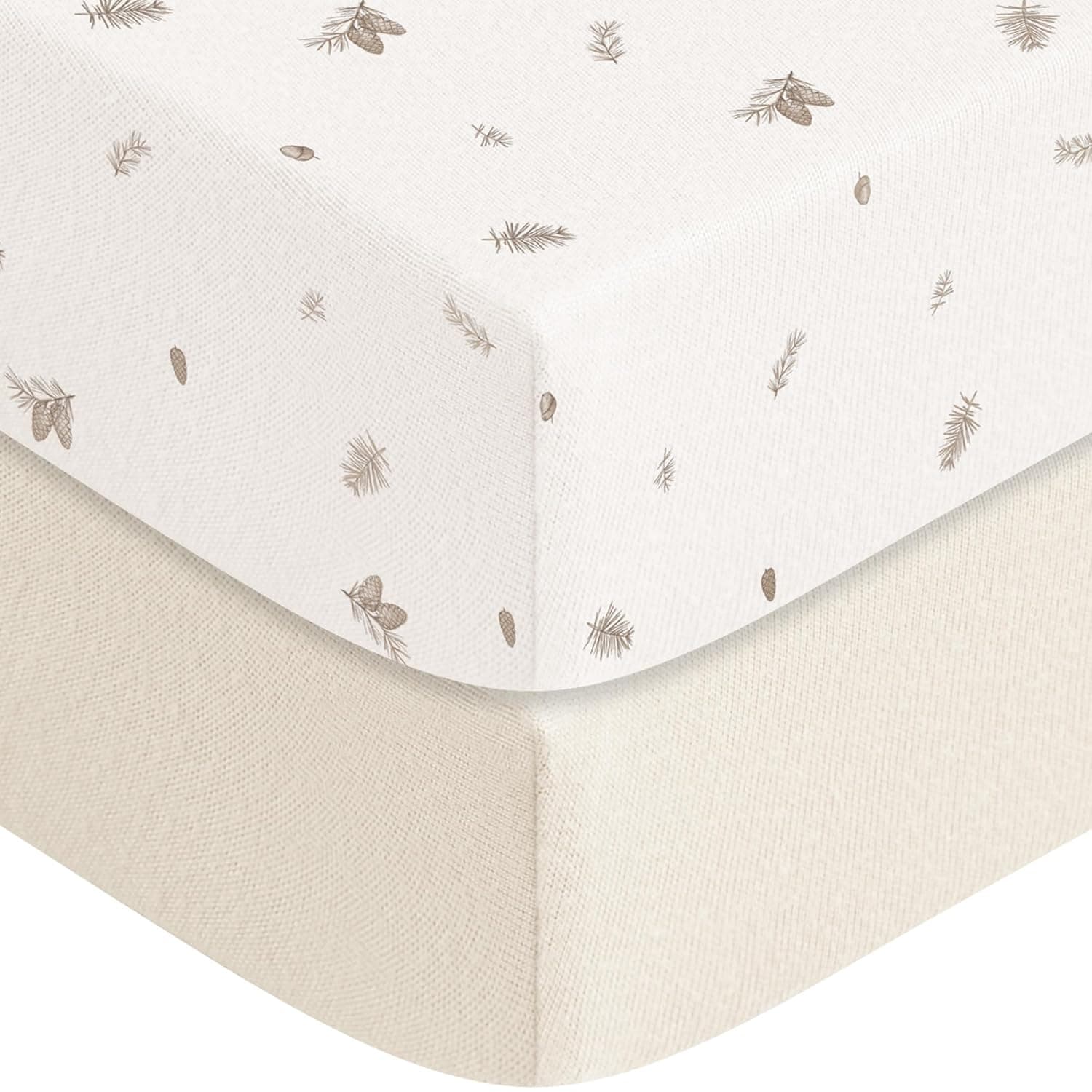Susurration Moses Basket Sheets, Next to Me Crib Sheets 2 Pack 120x60cm, Breathable and Smooth Microfiber Bedside Crib Fitted Sheets for Baby Girls and Boys (Pinecone Beige)