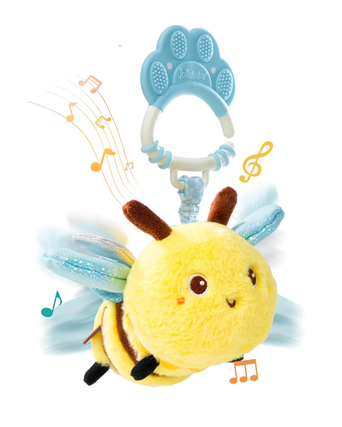 Jollybaby Musical Flying Bee Toy - Car Seat, Stroller Hanging Toys for Baby 0-6-12-24 Months, Tummy Time Sensory Toy for Infant Boys and Girls Gift