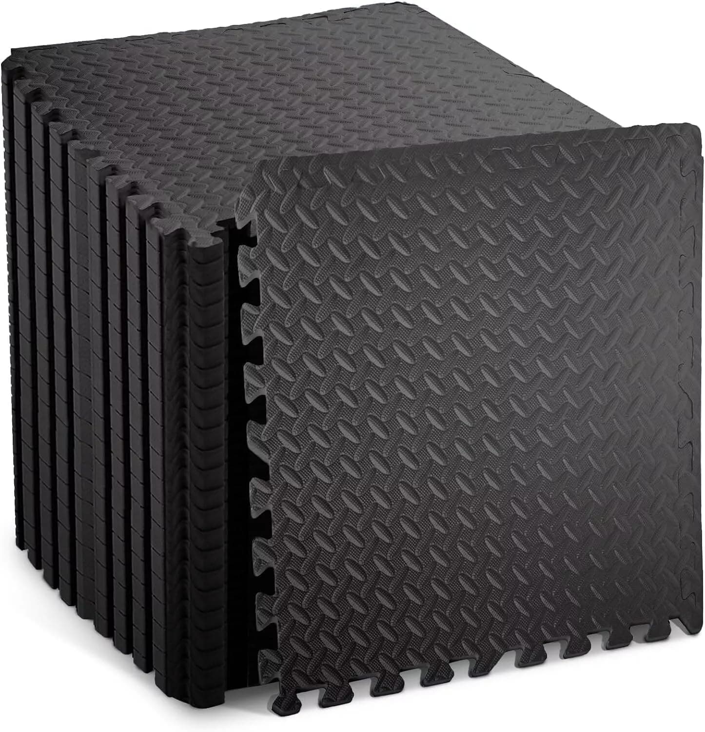 Wisfor 60×60cm Puzzle Exercise Floor Mat: 12 Pack EVA Foam Mats with Interlocking Floor Tiles Thick Foam Gym Mat Large Protective Flooring Interlocking Exercise Mats for Home and Gym Equipment