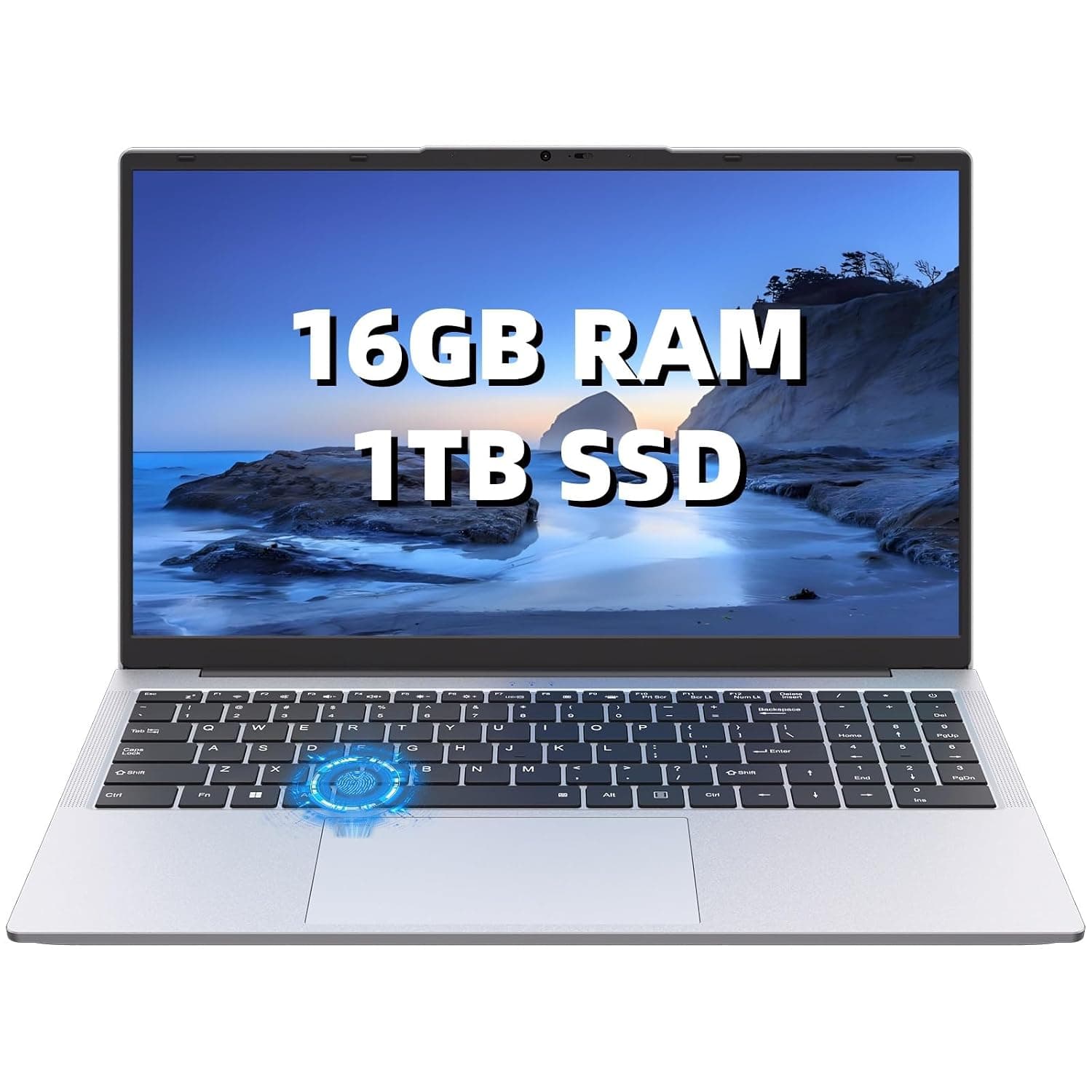 15.6″ FHD Laptop Computer, 3050E Processor, 16GB RAM 1TB SSD, Dual-Band 5G WiFi Bluetooth 5.0, USB-C Full Port, Backlit Keyboard, Privacy Webcam, Win11 Pro, Silver Laptop for Study & Business