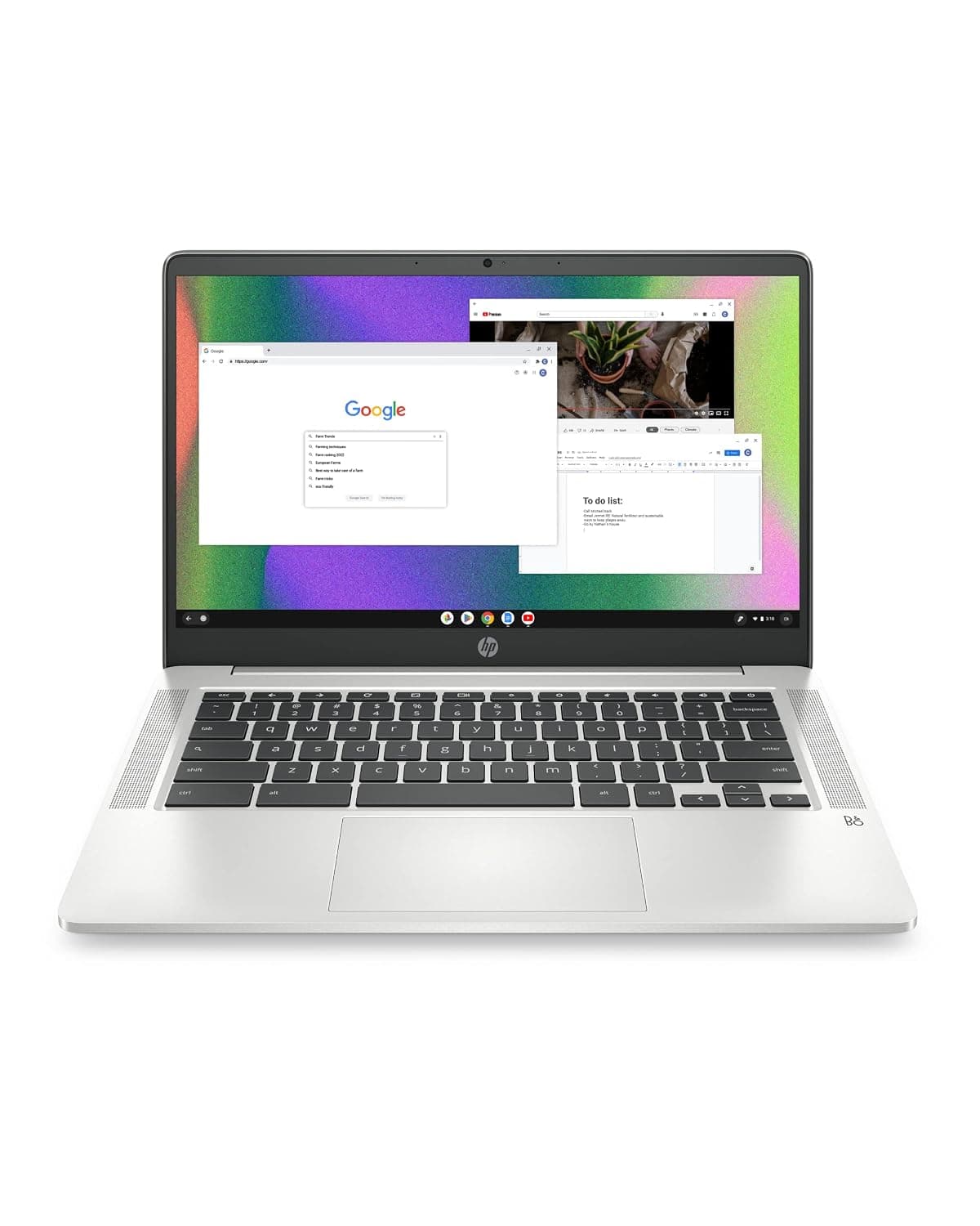HP Chromebook 14-inch Laptop, Intel Celeron N4120 Processor, Intel UHD Graphics 600, 4 GB RAM, 64 GB SSD, Chrome OS (14a-na0226nr, Mineral Silver), Standard