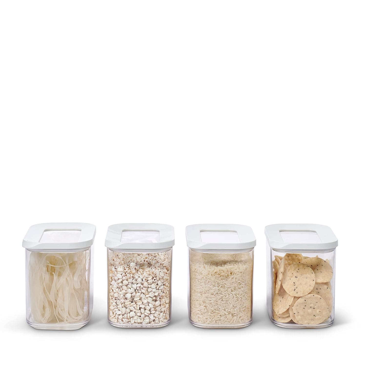 Mepal - Storage Container Modula 4-Piece Set – Clear Food Container with Lid - Kitchen Organizers & Plastic Storage Boxes – Stackable & Airtight – 4 x 1000 ml – White