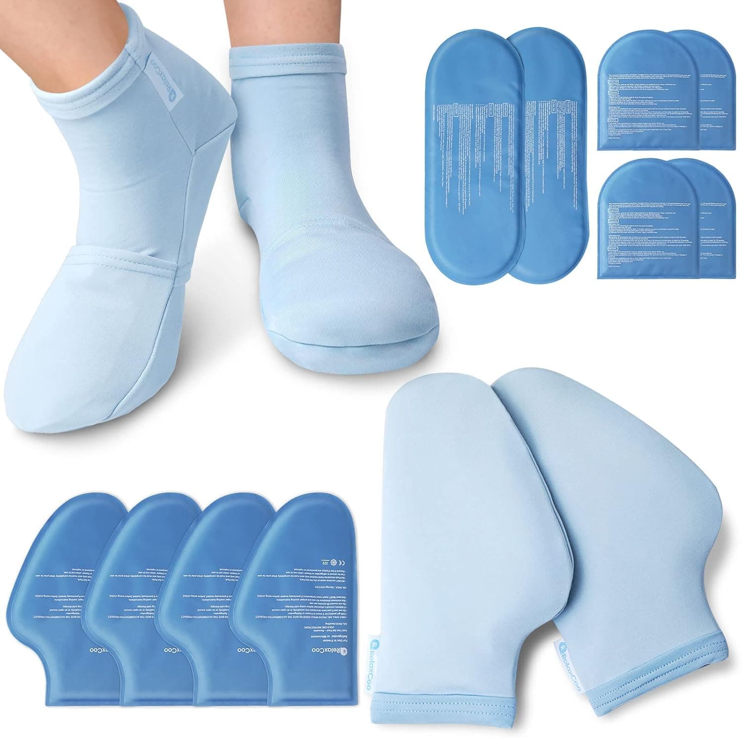 RelaxCoo Chemo Cold Therapy Socks & Hand Ice Pack Gloves for Chemotherapy Neuropathy, Chemo Care Package for Women and Men, Plantar Fasciitis, Carpal Tunnel, Arthritis Hand Feet Pain Relief, S/M