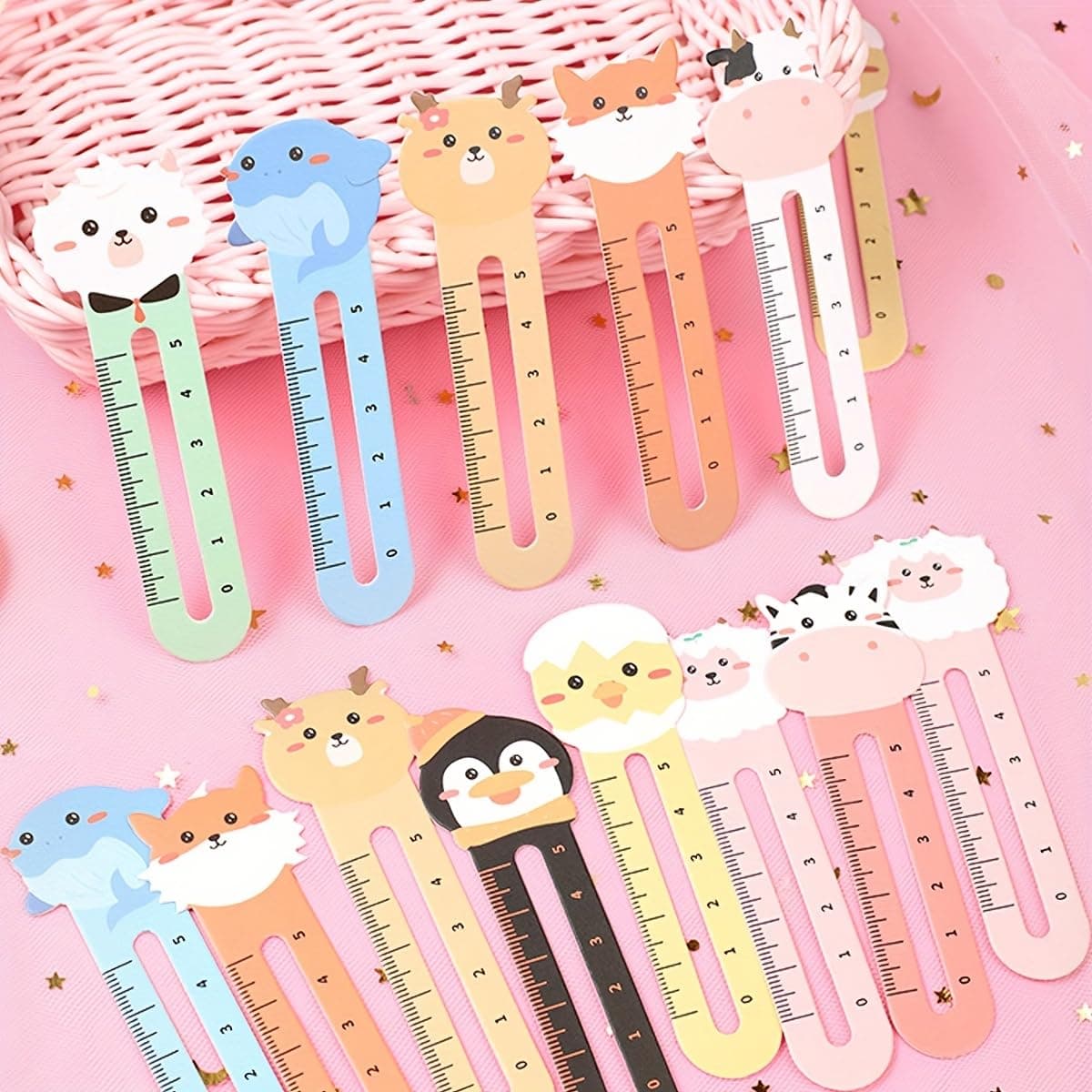 50pcs Cute Animal Bookmarks Ruler Set, 10 Styles Multifunction Book Markers with Ruler, Teacher Classroom Prizes, Student Reading Rewards, School Supplies, Party Favors for Kids