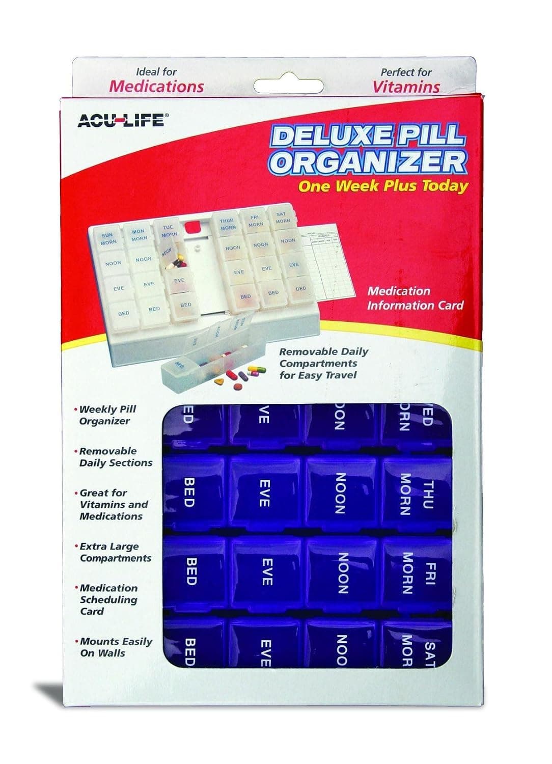 Acu-Life Deluxe Pill Organizer 'One Week Plus Today'