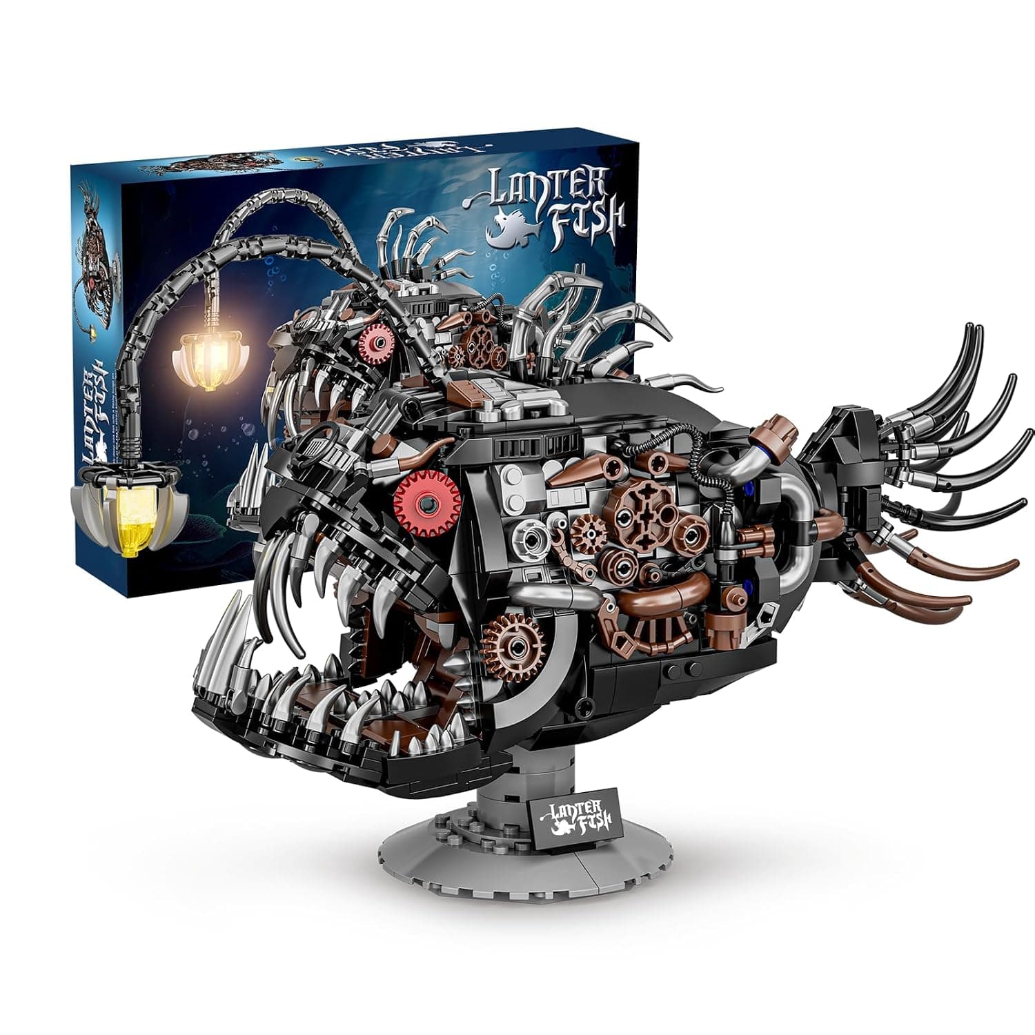 Ideas Mechanical Lantern Fish Building Blocks Set Compatible with Lego Collectible for Ocean Lovers, Perfect as an Office or Home décor for Adults. STEM Construction Gift for Boys Aged 8-16 1038PCS