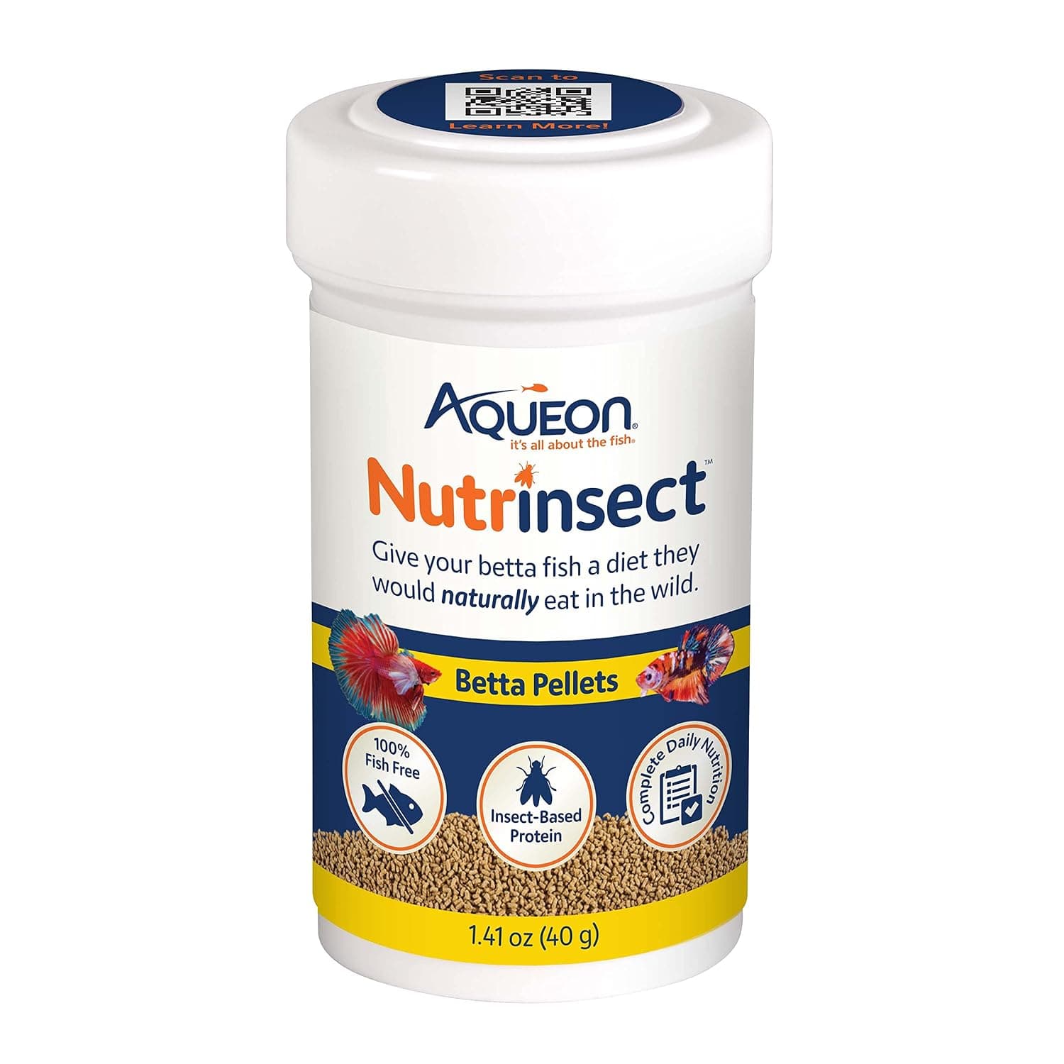 Aqueon Nutrinsect Fish-Free Fish Food, Betta Pellets, 1.41 oz