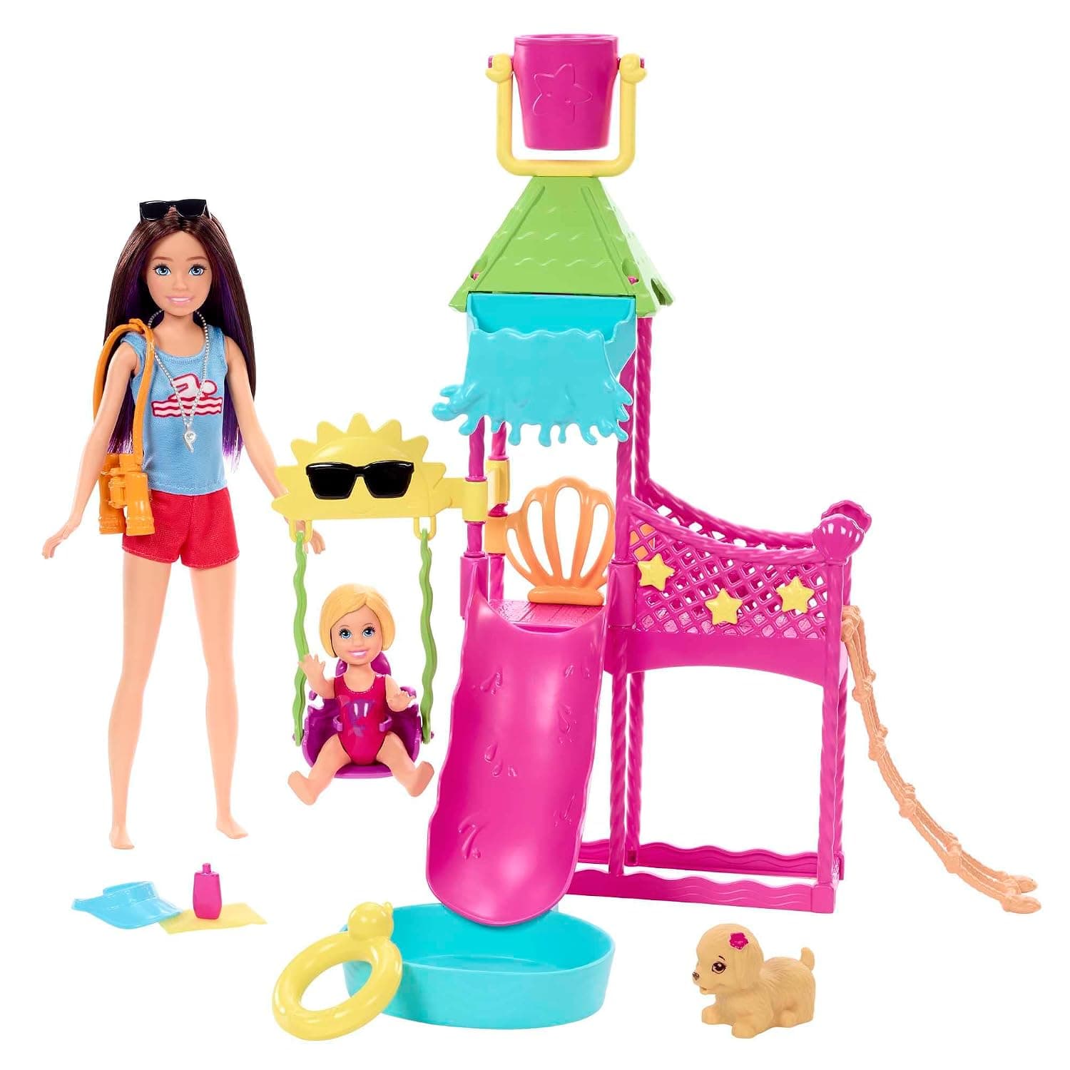 Barbie® Toys, Skipper™ Doll and Waterpark Playset with Working Water Slide and Accessories, First Jobs