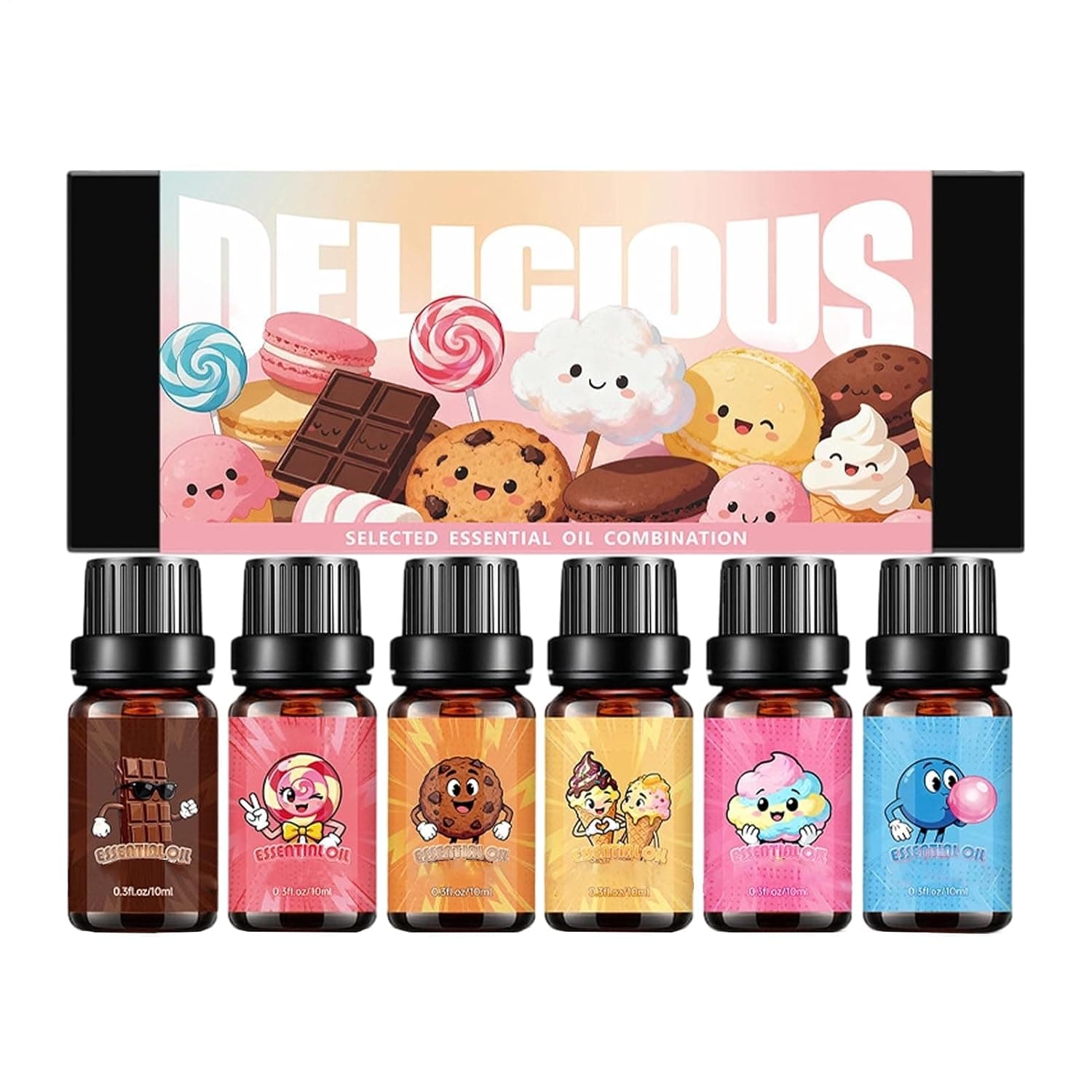 Oil for Diffuser 6 Pieces Candy Perfume | Scented Oils for Men Lady Skin Room House Dating Party Soap Bath Ball