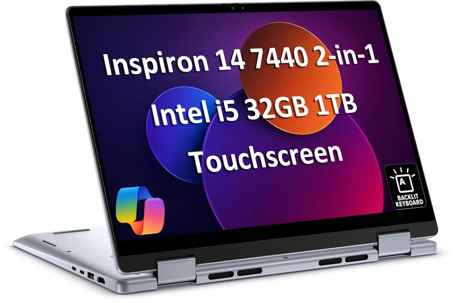 Dell Inspiron 14 2-in-1 Touchscreen Laptop (14" FHD+ IPS, 32GB DDR5 RAM, 1TB SSD, AMD Ryzen 5 8640HS (> intel i7-1255U)) Inspiron 7445 for Business, Students, Backlit, FP, FHD Webcam, Win 11 Pro