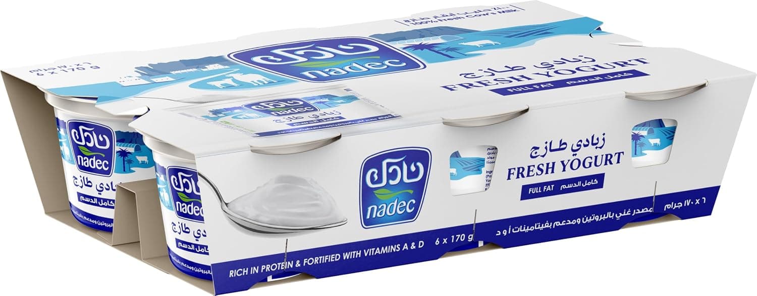 Nadec Fresh Yoghurt, Full Cream, 170gm × 6
