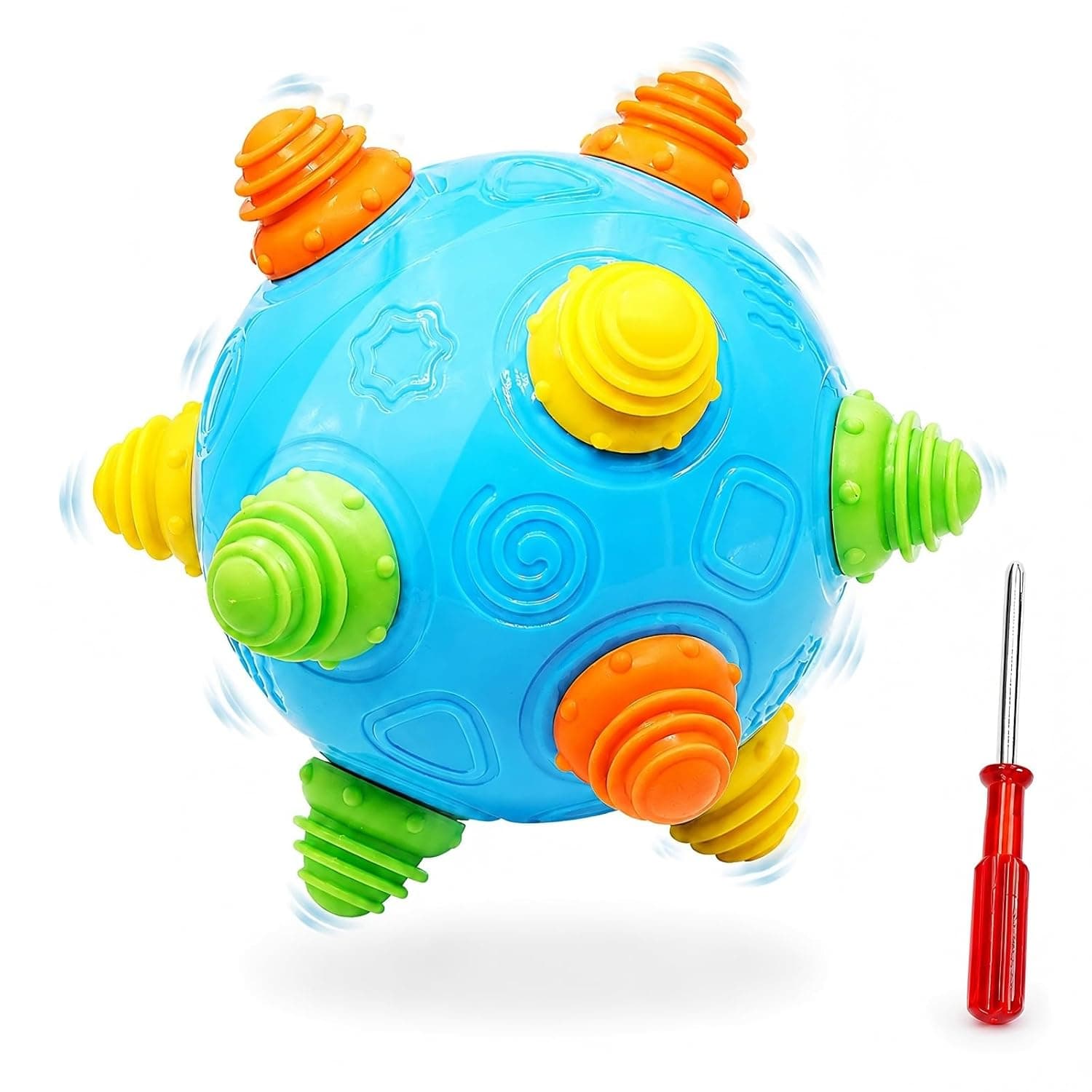 Bumble Ball for Babies,Crawling Sensory Toys for Toddlers,Baby Music Shake Preschool Toys,Dancing Interactive Sounds Infants Toy,Bouncing Learning Ball,Ideal Gift for Boys Girls(Blue)