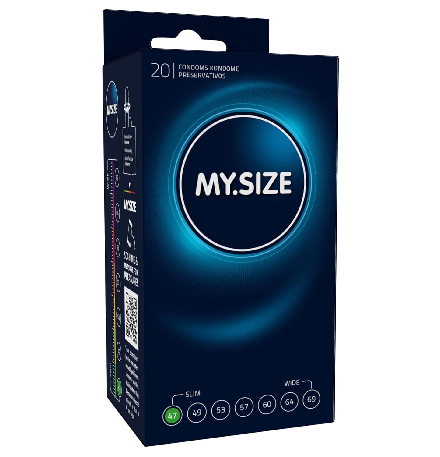 MY.SIZE Classic Condoms 47 mm Wide I 20 Pieces I Premium Extra Thin Condoms I Soft and Flexible Condoms I Thin Wall 0.08 mm